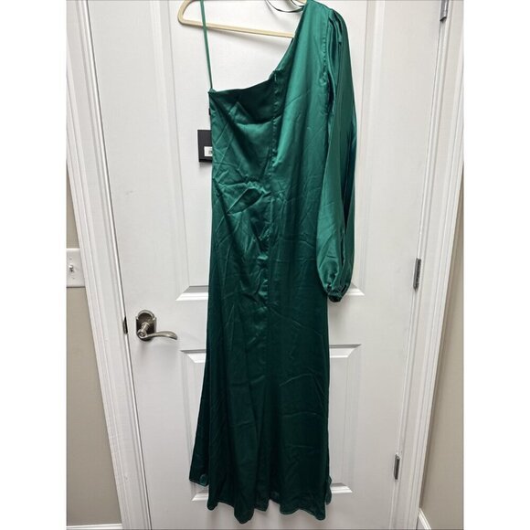 Mac Duggal Size 8 Green 26588 Satin One Shoulder Formal Evening Dress Gown Prom - Picture 8 of 11